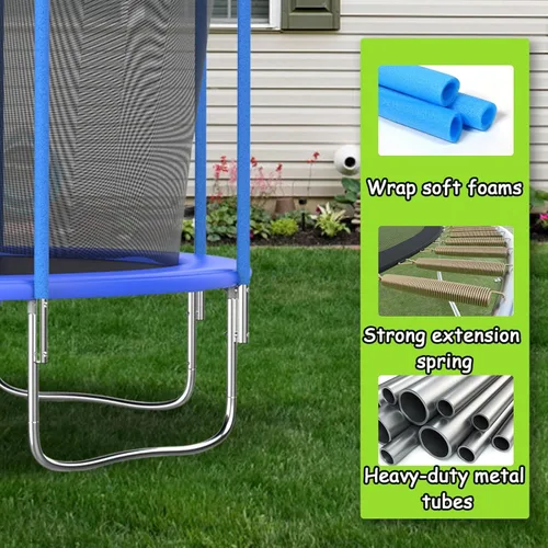 Vista 3 de Tranpoline 10FT 12FT 14FT 16FT Tranpoline for Kids with Safety Enclosure Net Recreational Tranpoline for Adults ASTM Approval Backyard Outdoor