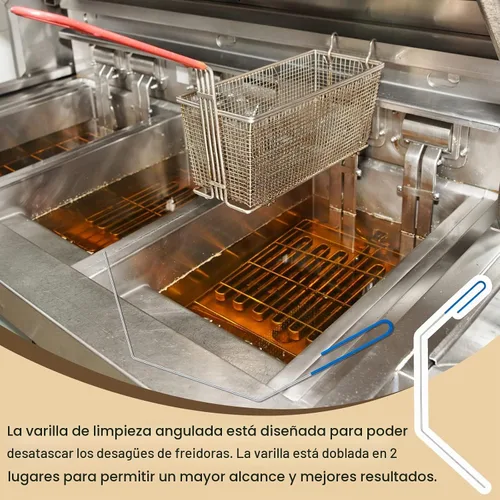 Vista 6 de Nuenen 3 herramientas de limpieza para freidoras que incluyen cepillo de limpieza en forma de L, varilla de limpieza profunda y cepillo de cesta