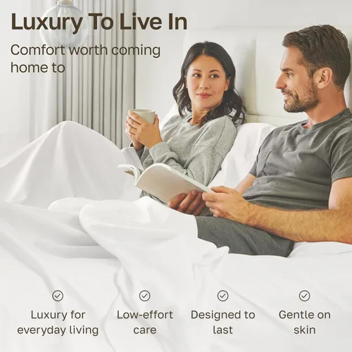 Vista 7 de California Design Den Sábanas de Algodón Egipcio 100%, Juego de Sábanas de Lujo Auténtico Certificado Tamaño Full con Bolsillo Profundo, Satén Suave