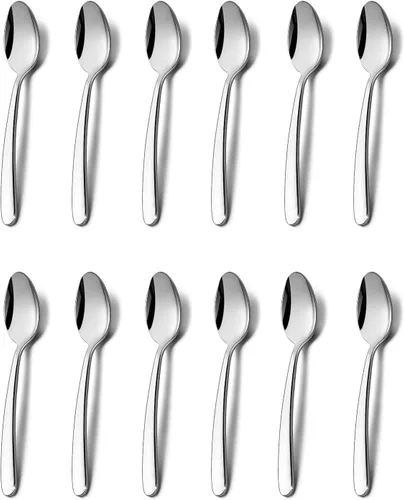 Vista 4 de HaWare 12 cucharaditas, cucharas pequeñas de acero inoxidable resistente de 6.7 pulgadas, diseño moderno y elegante, pulido con espejo, apto