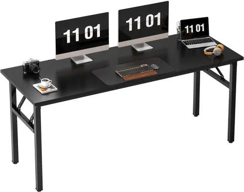 Vista 11 de Need - Escritorio plegable de computadora de 31.5 pulgadas para espacios pequeños, mesa plegable de escritura de estudio en negro para oficina