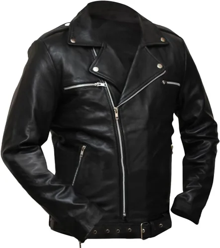 Vista 4 de Mens Motorcycle Leather Jacket Black - Real Lambskin Asymmetrical Rider Jacket for Bikers Genuine Leather
