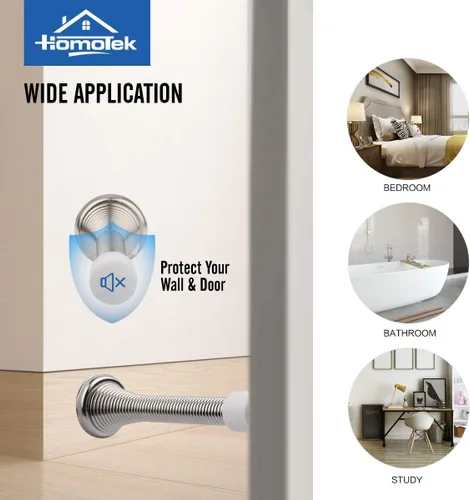 Vista 3 de HOMOTEK Paquete de 30 topes de puerta de resorte con parachoques de goma níquel satinado de 3-1/8 pulgadas, resorte flexible resistente, tope