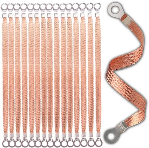 Vista 12 de Moonight Correa de conexión a tierra trenzada de cobre, correa de tierra para motor automotriz, cable de puesta a tierra de puente, alambre