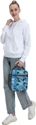 Vista 63 de Bolsa de almuerzo con joystick de juego verde, bolsa de almuerzo aislada, contenedor de comida para escuela, trabajo, picnic, viajes