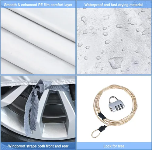 Vista 6 de Nilight Funda impermeable para automóvil SUV para todo tipo de clima, protección UV, resistente al viento, para exteriores, cubierta completa
