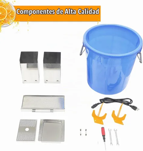 Vista 7 de Exprimidor de naranjas comercial de 120 W, extractor eléctrico automático de cítricos (20 naranjas/minuto) Exprimidor vertical de limón de 110 V