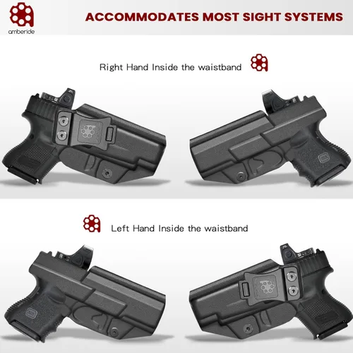 Vista 2 de Amberide IWB Kydex Holster for Glock 26/27 Gen1-5 and Glock 33 Gen3-4, Concealed Carry, Optics Ready, Adjustable Cant, Posi-Click Retention, Made in