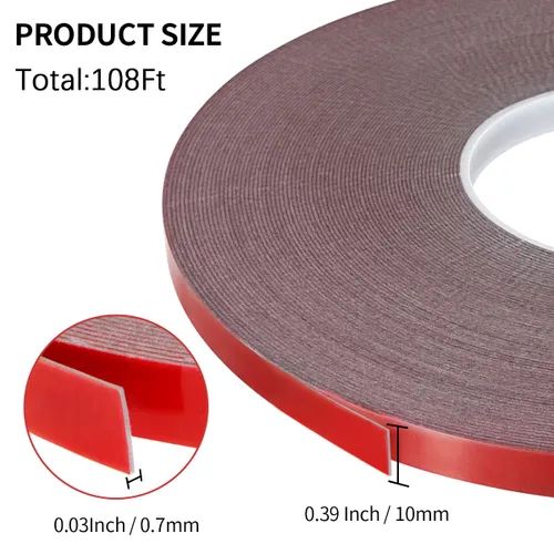 Vista 2 de Storystore Cinta adhesiva de doble cara, 0.39 pulgadas x 108 pies, cinta adhesiva de montaje resistente, cinta de espuma impermeable para tiras