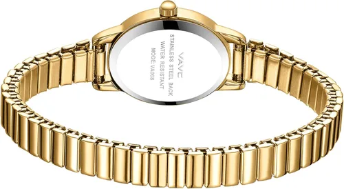 Vista 3 de Relojes pequeños de oro para mujer, reloj analógico para mujer con banda de expansión de acero inoxidable, esfera romana ovalada, resistente al agua