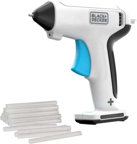 BLACK+DECKER Pistola de pegamento inalámbrica 4V MAX, recargable por USB (BCGL115FF), color blanco