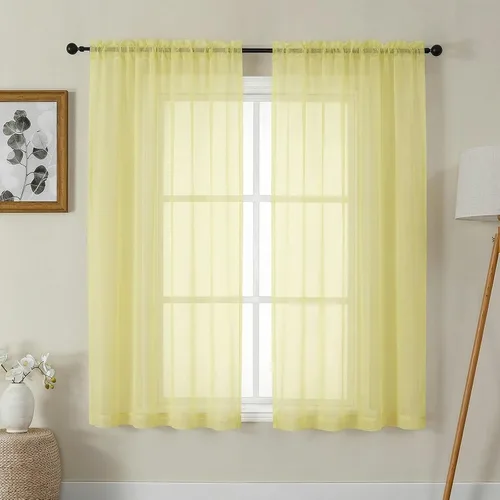Vista 439 de Gwine Cortinas traslúcidas doradas de 96 pulgadas de largo, 2 paneles para Dorado