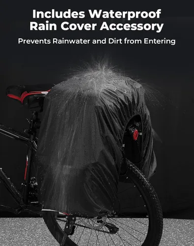 Vista 4 de KEMIMOTO Combo de alforjas de bicicleta 3 en 1, bolsa de comestibles para sillín de bicicleta con cubierta impermeable para lluvia, 52 L, gran