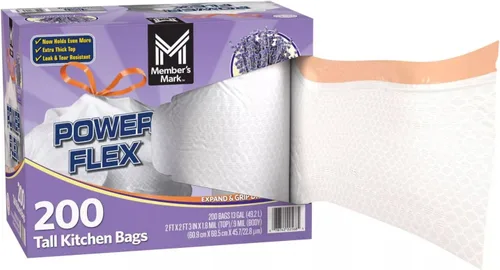 Vista 5 de Member's Mark Power Flex - Bolsas de basura altas con cordón para cocina (13 galones, 2 rollos de 100 unidades, 200 unidades en total)