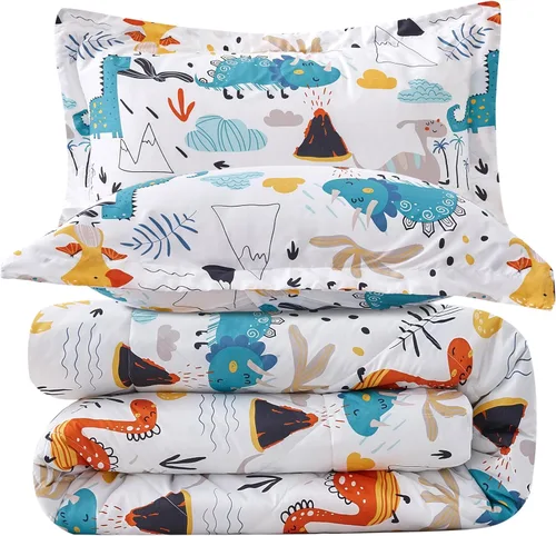 Vista 19 de JSD - Juego de edredón con tema de playa para niños, tamaño individual, con estampado de medusas y estrellas de mar, edredón ligero lavable