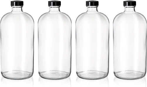 Vista 8 de kitchentoolz Botellas de vidrio ámbar de 32 onzas – Tapas herméticas – Growlers de vidrio marrón de tamaño cuarto para almacenamiento de cerveza