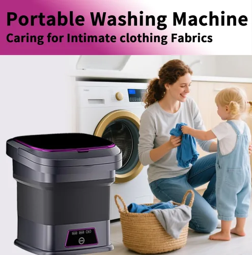 Vista 5 de Mini lavadora portátil de 16 litros, mini lavadora plegable con cesta secadora giratoria, 3 modos de lavado para cargas pequeñas