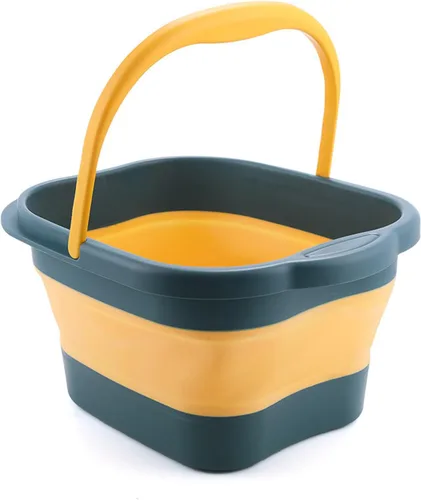 Cubo de limpieza plegable de 15 litros para camping, lavado, coche, picnic, baño de pies, cubo de plástico para limpiar el cubo de trapeador, cubo
