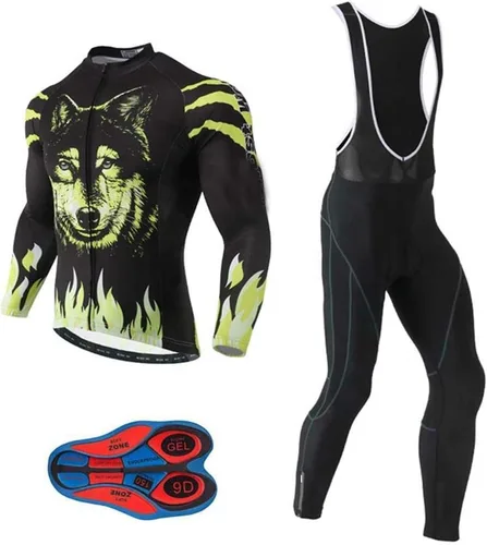 MOXILYN Conjunto de camiseta de ciclismo de secado rápido para hombre, camisa de bicicleta de carretera + pantalones con babero con gel 9D acolchado