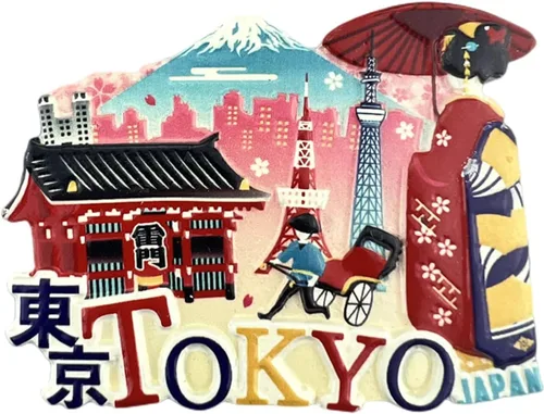 Imán de nevera 3D de Tokio Japón, regalo de recuerdo, resina hecha a mano, imán de nevera de Tokio, colección de decoración para el hogar y la cocina