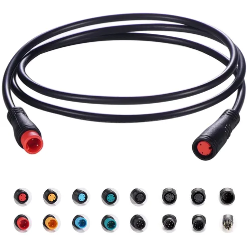 Cable de extensión de 2 pines, 3 pines, 4 pines, 5 pines, 6 pines, 8 pines, 9 pines, enchufe impermeable, funciona para luz de bicicleta eléctrica,