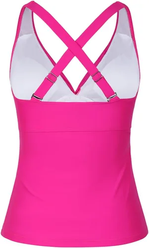 Vista 6 de Hilor Tankini con aros para mujer, con control de abdomen, sexy, cuello en V, cruzado, solo