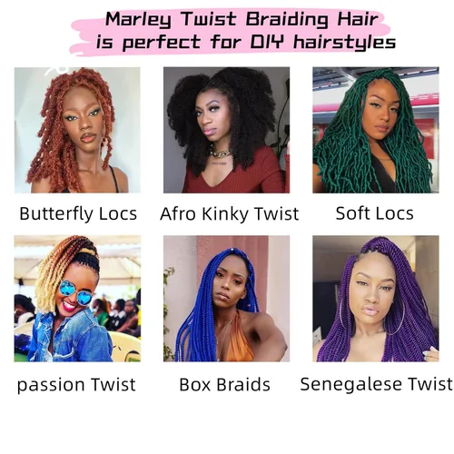 Vista 2 de Cabello para trenzas Marley Twist, Cabello Afro Twist Elástico de 12 Pulgadas, Cabello Twist Cubano Rojo, 8 Paquetes de Cabello Spring Twist Kinky
