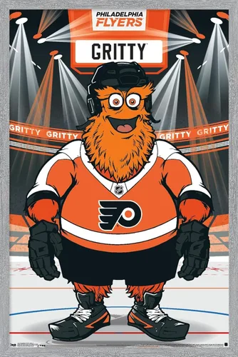 Vista 12 de Trends International NHL Philadelphia Flyers - Póster de pared Gritty 19, 14.725 x 22.375 pulgadas, versión enmarcada de madera de granero