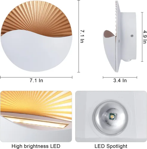 Vista 2 de XEYOU Aplique de pared moderno de 12 W, lámpara de pared LED impermeable IP65 de aluminio para interiores, montaje en pared, lámpara LED
