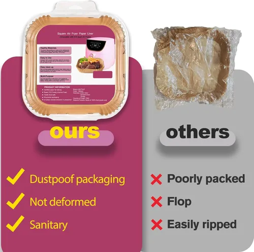Vista 5 de Forros para freidora de aire para freidora de aire rosa, forros de papel desechables para freidora de aire Paris Hilton, freidora de aire blanca