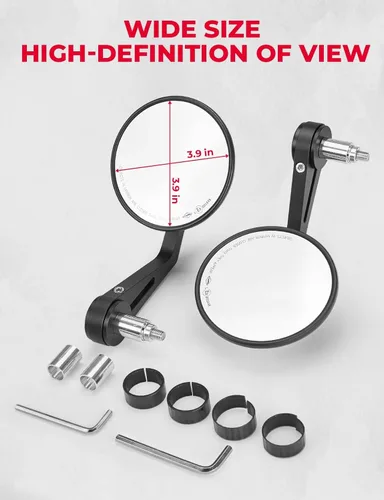 Vista 3 de KEMIMOTO Espejos de extremo de barra de motocicleta, ajuste tipo bola de 360 grados, espejos de manillar de aluminio Billet compatibles