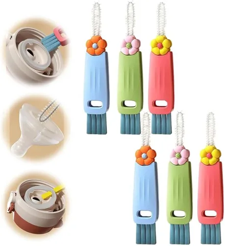 Vista 8 de Cepillo de limpieza de tapa de taza 3 en 1, cepillo de limpieza de hendiduras de botella de agua 2026 para espacios reducidos, cepillo de limpieza