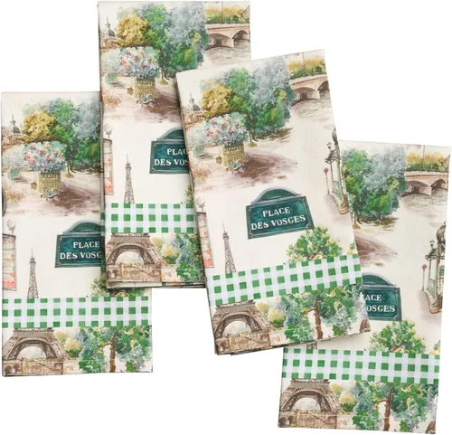 Vista 60 de Maison d' Hermine - Juego de 4 servilletas 100 % de tela de algodón lavable, decorar o regalar, hogar, cocina, comedor, fiestas de cóctel