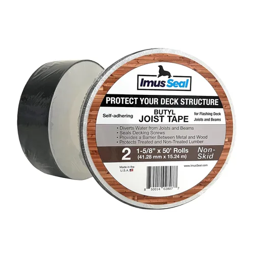 Vista 7 de Imus Seal® Cinta de viguetas de butilo para vigas y vigas de cubierta intermitentes, resistente a los rayos UV, Level Decking™, Protect Your Deck