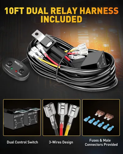 Vista 7 de NAOEVO Barra de luz de 7 pulgadas, 240 W, 24,000 lúmenes, luces LED de niebla/conducción todoterreno con arnés de cableado de 2 cables, luces