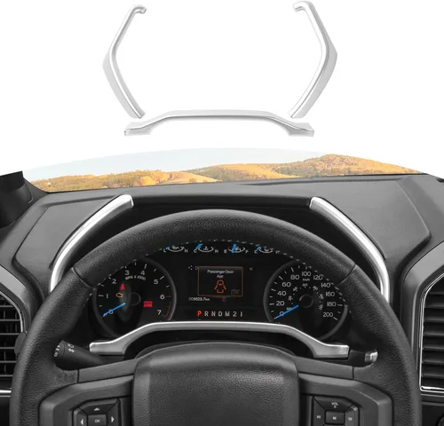Vista 9 de RT-TCZ Para F150 Dash Cluster Panel de Instrumentos Insertar Medidores Cubierta para Ford F150 2015-2020 Negro ABS Fibra de Carbono Accesorios