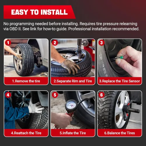 Vista 6 de Paquete de 4 sensores TPMS preprogramados, sistema de monitoreo de presión de neumáticos de 315 MHz compatible con Ford F-150 F150, Edge, Flex