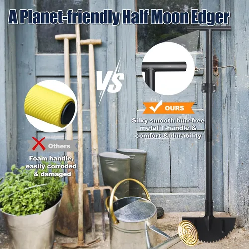 Vista 5 de Herramienta Bordeadora de Césped de Alta Resistencia, Cortador de Malezas de Acero al Carbono Ajustable de 34-49 pulgadas con Mango de Goma