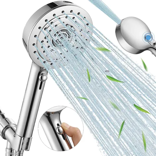 Vista 10 de Filtered Shower Head 7 Spray Mode High Pressure Shower Head with Handheld Water Softener Filters Beads,79" Long Hose,Built-in Power Wash Mode