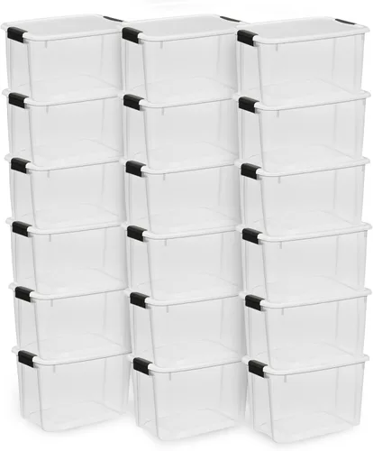 Vista 21 de Sterilite paquete de 6 cajas Ultra con pestillo, contenedores de almacenamiento con tapas, plástico transparente, 18 cuartos de galón - Contenedores