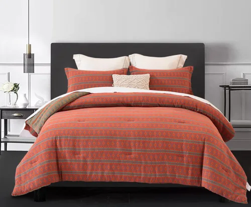 Vista 85 de Sleepbella - Edredón tamaño individual, algodón de 600 hilos, patchwork a rayas en blanco y azul marino, diseño reversible en azul, con relleno