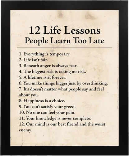 Vista 6 de AMERICAN LUXURY GIFTS 12 Life Lessons - Inspirational Typography Wall Art - Motivational Decor for Office, Classroom & Home - 8x10 Unframed Print