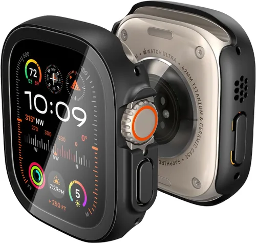 Vista 10 de Spigen para Apple Watch Ultra 3/2/1 Funda, ajuste delgado 49mm, cubierta protectora de PC resistente a los arañazos y a los golpes ligera - Negro