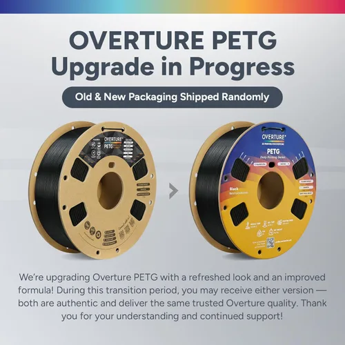 Vista 2 de Overture Petg - Filamento de 0.07 pulgadas con superficie de construcción 3D 7.87 x 7.87 pulgadas, consumibles para impresora 3D, carrete de 2.2