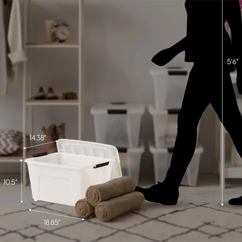 Vista 10 de IRIS Contenedores de almacenamiento de plástico apilables de 32 cuartos de galón con tapas, paquete de 6 unidades, sin BPA, fabricados en Estados
