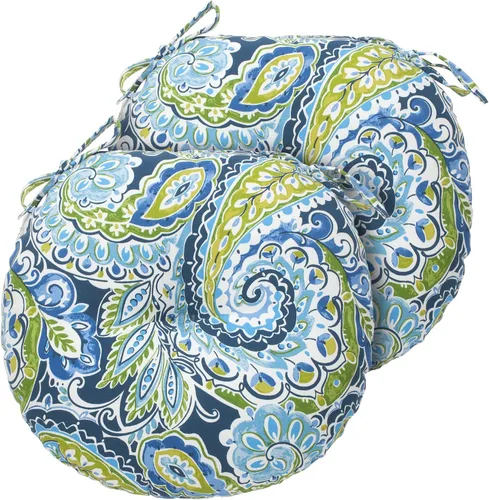 Vista 26 de Magpie Fabrics Cojines de Asiento Redondos para Bistró de Exterior con Lazos, 15"x15"x4" Juego de 2, Cojines Acolchados Impermeables para Taburete