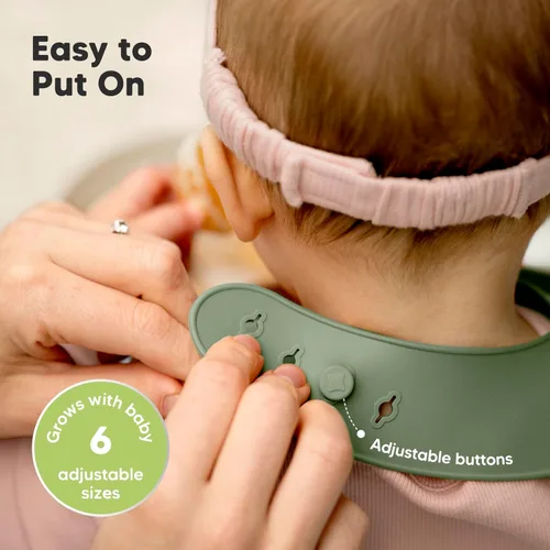 Vista 5 de KeaBabies Paquete de 2 baberos de silicona para bebés y 6 paños de viscosa de bambú para recién nacidos, baberos de silicona para comer, paño