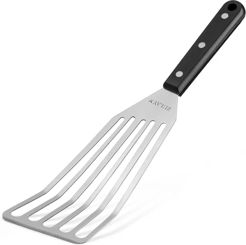 Zulay Kitchen Espátula giratoria de acero inoxidable para pescado, 12.4 pulgadas, flexible, resistente al calor, para utensilios de cocina