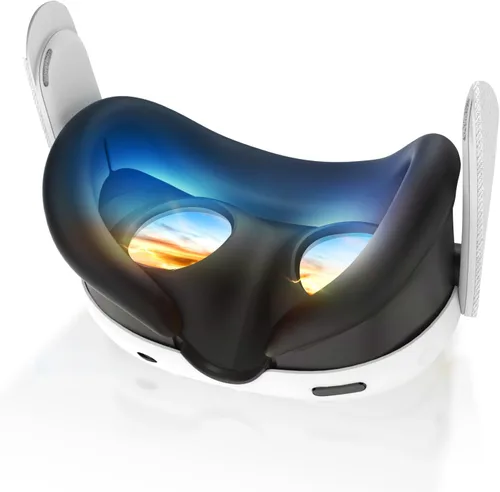 OURVR Silicone Face Cover Pad Compatible with MetaOculus Quest 3 Headset Accessories,Vr Face Cushion Mask for Quest 3(Black)