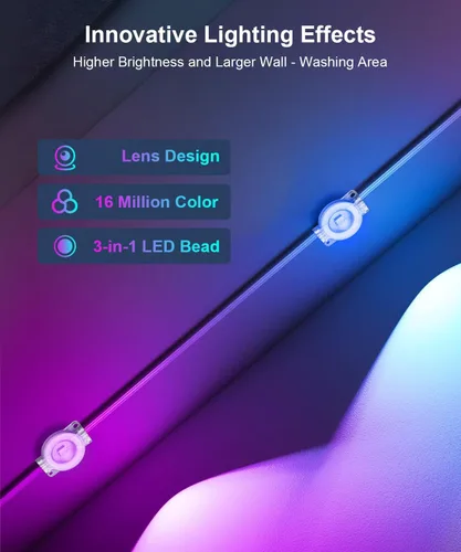 Vista 5 de Fussion Luces permanentes para exteriores de 200 pies para casa, luces LED RGB inteligentes 2025 con control remoto de aplicación, IP67 impermeable